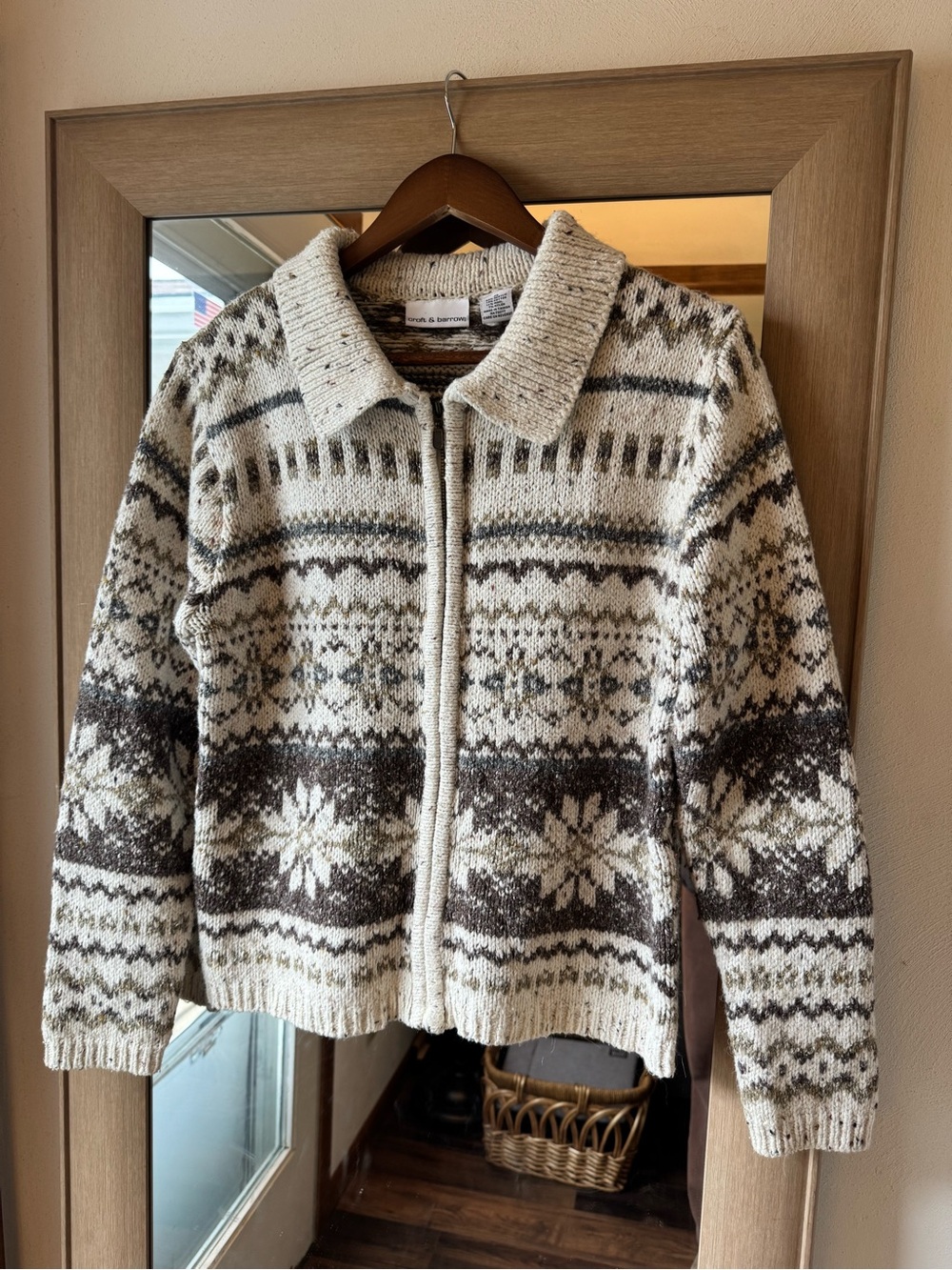 Croft and Barrow Fair Isle Zip Up Sweater Medium